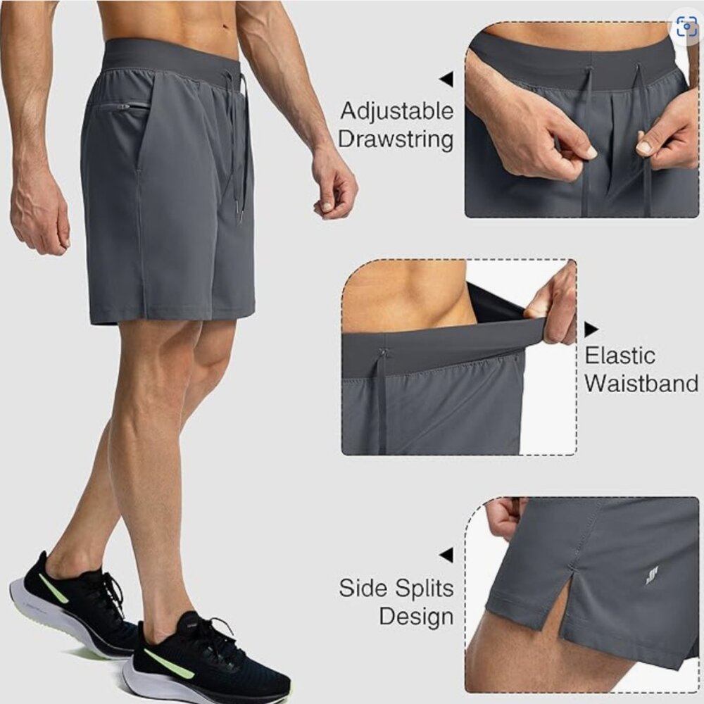 Soothfeel Men's Shorts with Zipper Pocket - NWT Grey Size Large